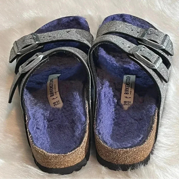 Birkenstock Silver Sandals with Purple Lining - Picture 10 of 11